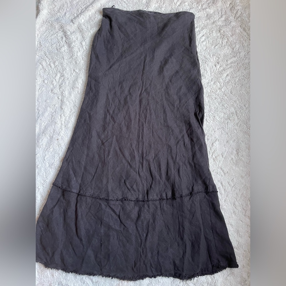 Zara Charcoal Linen Maxi Skirt
